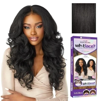 Image of Sensationnel WHAT Lace 13x6 Wigs Cloud 9 Synthetic Hair Hand Tied Natural Preplucked Hairline Illusion Frontal Lacewig Whatlace LATISHA (1B)