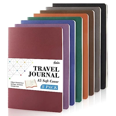 Image of Feela 8 Pack Soft Cover Notebooks A5 Lined, Journal College Ruled, Lined Travel for Women Men, Note Taking Study Notepad School Supplies, Exercise Writing Books, Vintage Colours
