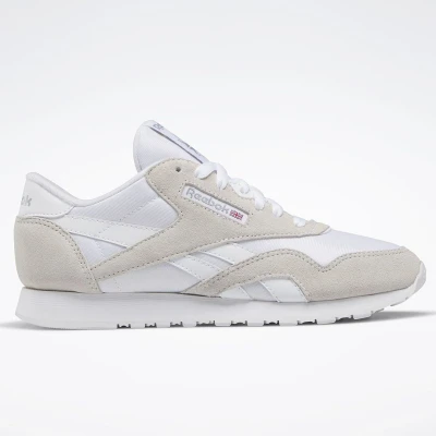 Image of Reebok Classic CL Nylon Unisex Trainers, Size: 5.5, Footwear white Leather and textile