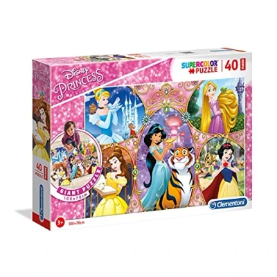 Image of Clementoni 25463, Disney Princess Floor Puzzle for Children 40 Pieces (100 cm x 70 cm), Ages 3 Years Plus
