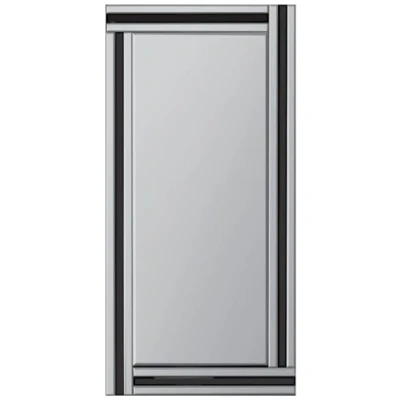 Image of MirrorOutlet,174 X 85,Frameless,YC091 M Milton Manor Large Black and Silver Bevelled Wall Dress Mirror 5Ft9 2Ft9 174cm 85cm