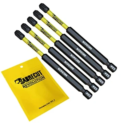 Image of 5 x SabreCut SCPZ389_5 89mm PZ3 Magnetic Impact Screwdriver Driver Bits Set Pozi Pozidriv Heavy Duty Compatible with Dewalt Milwaukee Bosch Makita and More