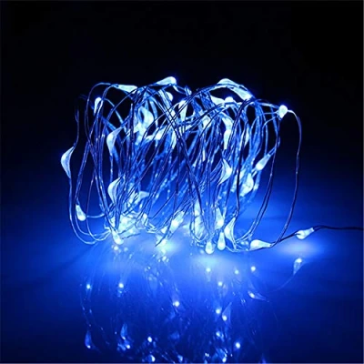 Image of BUYERTIME 5M/16.4ft 50 LEDs Fairy String Lights, Battery AA Operated Silver Wire Lights for Indoor Bedroom Wedding Christmas Party Decoration (Blue)