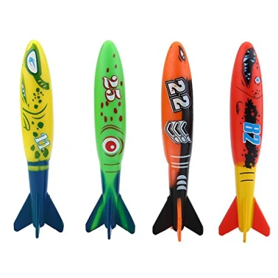 Image of VGEBY 4Pcs Torpedo Toys, Swimming Pool Toypedo Bandits Underwater Diving Fun Toy Toys Model