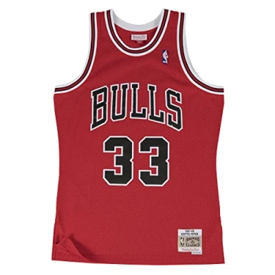 Image of Mitchell &amp; Ness Men&#039;s Chicago Bulls Blouse, Scarlet, M