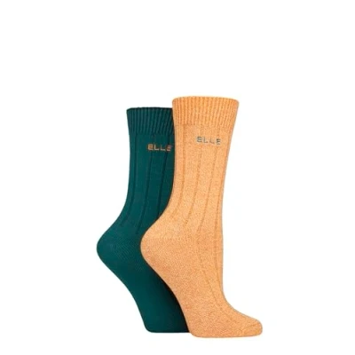 Image of Elle Women&#039;s Bamboo Boot Socks Ribbed Plain Soft Breathable and Cooling, for Walking, Hiking Outdoors Multipack of 2 Size 4 8 Marmalade
