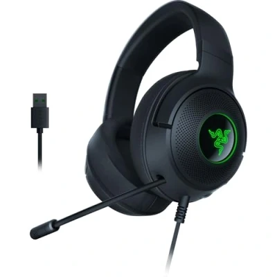 Image of Razer Kraken V3 X USB Wired Gaming Headset (ultra lightweight at 285g, TriForce 40 mm drivers, HyperClear Cardioid Microphone, 7.1 surround sound, Chroma RGB) Black