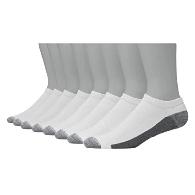 Image of Hanes Men&#039;s, Max, Black, 6 Ultimate 8 Pack Ultra Cushion FreshIQ Odor Control with Wicking Low Cut Socks, White Pair Pack, 4.5 12 UK (Pack of 8)