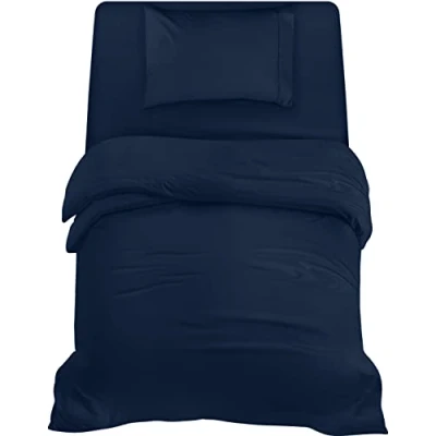 Image of Utopia Bedding 3 Piece Single Set Duvet Cover, Fitted Sheet with Pillow case Soft Brushed Microfiber (Navy)