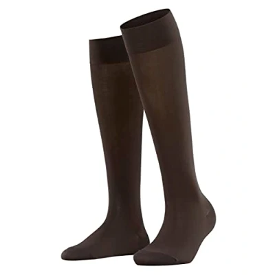 Image of 1 Pair Dark Brown Cotton Touch Knee High Socks Ladies 5.5 8 Falke