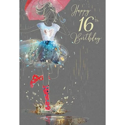 Image of Cherry Orchard Girl&#039;s Teenager Female Milestone Age 16 Birthday Greeting Card from the Gorgeous Grace Range Glitter &amp; Foil Finished (16th)