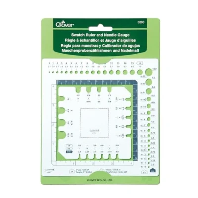 Image of Clover 3200 Swatch Ruler and Needle Gauge, (PET), Assorted, 10cm