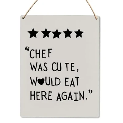 Image of Kitchdecor, Chef Was Cute Would Eat Here Again, Funny Dining Room Metal Sign Retro Vintage Tin Poster Wall Art Decor 8x12 Inches