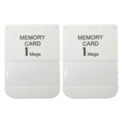 Image of Gamer Gear 1MB PS1 15 Block Memory Card storage compatible with classic PlayStation 1, PS One, PSX, PS2 (PS1 games only). Grey Game saving accessory 2 Pack