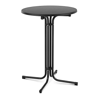 Image of Royal Catering Folding Bar Table High Top Round Tall Standing Bistro Event Ø 80 cm Black RC BIS80FB (Tabletop Plastic coated Flakeboard, Legs Powder Steel)