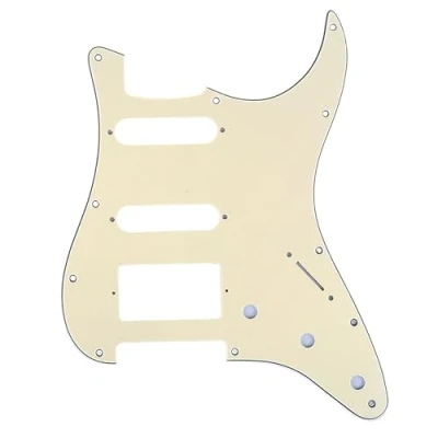 Image of Musiclily Pro 11 Hole Modern Style Strat HSS Guitar Pickguard for American/Mexican Fender Stratocaster Floyd Rose Bridge Cut,3Ply Cream