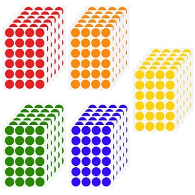 Image of Chstarina 2cm Coloured Dot Stickers, Self Adhesive Circle Stickers Round Coding Labels, Reward Craft for Paper Scrapbook, 6 Colours, Pack of 720