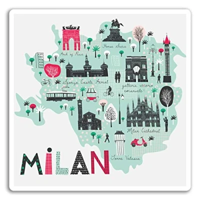 Image of 2 x 10cm Milan Map Vinyl Stickers Italy City Sticker Laptop Luggage #17043 (10cm Wide)