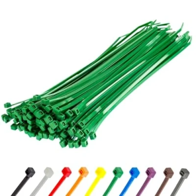 Image of Gocableties Green Cable Ties, 200mm x 4.8mm, Pack of 100, 8&quot; Premium Nylon Zip Multi Purpose Plastic Tie Wraps, Secure Self Locking Mechanism, for Home, Garden, Office and DIY