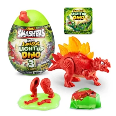 Image of Smashers Mini Jurassic Light Up Dino Egg Stegosaurus, Surprises Inside, Collectible Dinosaur Toy (Stegosaurus)