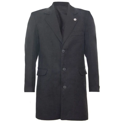 Image of Mens 3/4 Long Wool Charcoal Crombie Overcoat Jacket Blinders Trench Slim Fit Coat 40