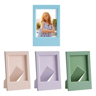Image of kwmobile Mini Picture Frame Set in Pink/Violet/Light Blue/Light Green 4x Photo Frames for Instant Camera Photos Plastic Standing