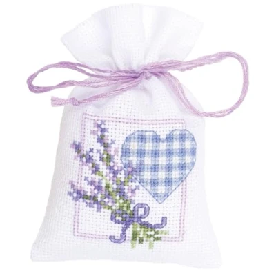 Image of Vervaco PP Bag Lavender Heart Counted Cross Stitch Kit, Multi Colour