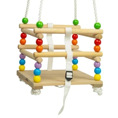 Image of Bigjigs Toys Wooden Cradle Baby Swing, Toys, Swings &amp; Chair Bouncers, Swing Chair, Outdoor Outside for the Garden, Toddler Garden