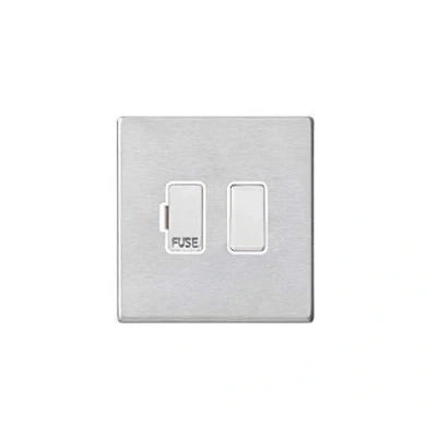 Image of Hamilton Hartland G2 Satin Stainless Steel 13A 1G DP+Fused Spur Connection Unit White Insert