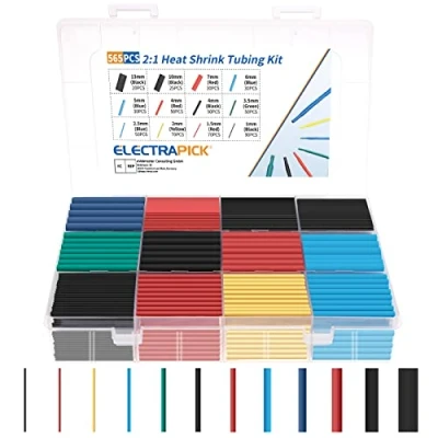 Image of ELECTRAPICK Heat Shrink Tubing 565 PCS Electric Insulation Wrap Cable Sleeve, Insulated Sleeving Tubes, Ratio 2: 1 Tubes Kit, 5 Colors 12 Sizes