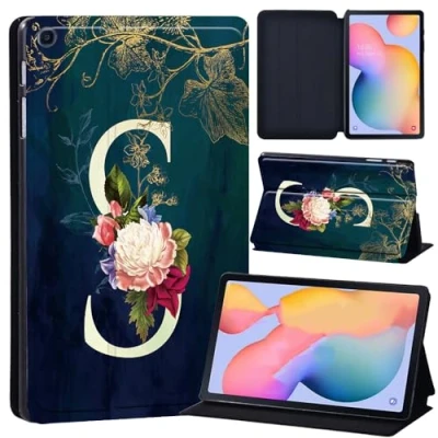Image of Case for Samsung Galaxy Tab S6 Lite 10.4&quot; 2024/2022/2020, SM P620/P625/P610/P613/P615/P619 Tablet Cover Trifold Stand Folio Soft TPU (initial letter S)