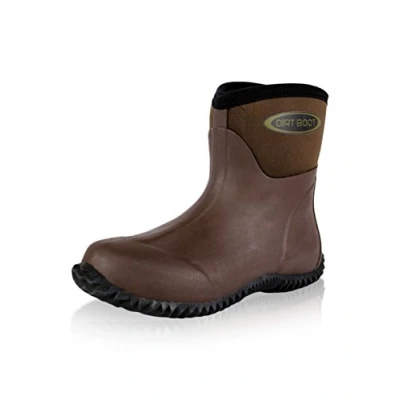 Image of Dirt Boot Neoprene Wellington Muck Field Fishing Boots® Wellies Ladies Mens Ankle Bootie (UK12 EU(46), Brown)