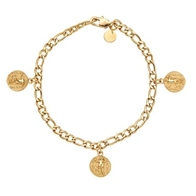 Image of NOELANI bracelet stainless steel woman bracelet, 18 cm, gold, coin, comes in jewelry gift box
