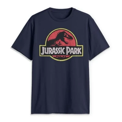 Image of Jurassic Park Men&#039;s Classic Movie Logo T Shirt, Navy, S