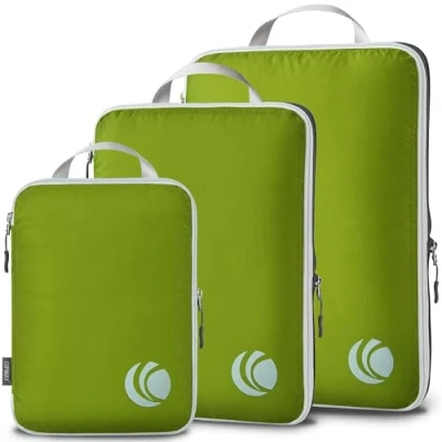 Image of Cipway Compression Packing Cubes, Ultralight Travel Luggage Organizer Sets Extensible Essentials for Carry on Suitcase(Green 3pcs)