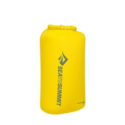 Image of Sea to Summit Lightweight Dry Bag XL 20L Waterproof Storage Roll Top Recycled Fabric Base Lash Point &amp; D Ring For Backpacking Kayaking 27.1 x 23.4 47.8cm Sulphur Yellow 91g