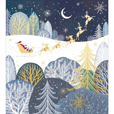 Image of Charity Christmas Cards Supporting Age UK, British Heart Foundation, Marie Curie and Mind Pack of 5 Father Starry Night Special Finish Made in the UK Eco Friendly