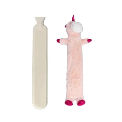 Image of Marco Paul 2L Extra Long Pink Unicorn Hot Water Bottle Bottles for Kids, 3D Animals Soft Plush Cover Kids Girls(Pink Unicorn)