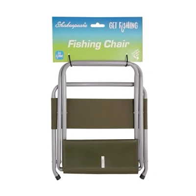Image of Shakespeare Get Fishing Folding Chair, Lightweight and Portable with Sturdy Canvas Seat Backrest, Ideal for Anglers of All Levels, Perfect Family Trips, Camping, Hiking BBQ