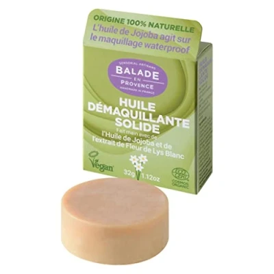 Image of Balade En Provence Solid Cleansing Oil 32g, Handmade Makeup Remover Organic &amp; Vegan Certified Natural Skincare Essentials
