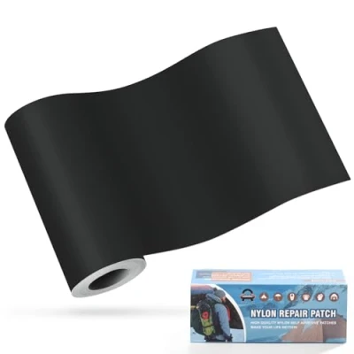 Image of OAZ 10x160 cm Nylon Repair Patches Fabric Patch Self Adhesive Tent Kit Waterproof Lightweight Tape for Clothing Down Jacket Sleeping Bag Black