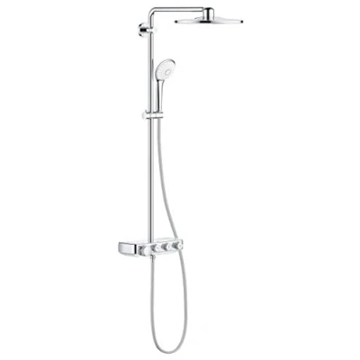 Image of GROHE Euphoria SmartControl 310 Shower System Set with Exposed Cool Touch Thermostat (2 Spray Head 31 cm, 3 Hand 11 Horizontal 45cm Arm, Hose 1.75 m), Chrome, 26507000
