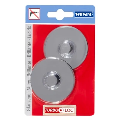Image of WENKO 20646100 Turbo Loc Adapter fixing without drilling, Plastic, 6.1 x 1.4 cm, Chrome