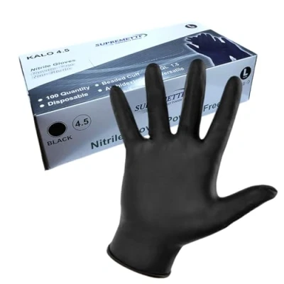 Image of Supreme TTF Black Nitrile Disposable Gloves Non Latex Powder Free 100 Per Box (Black, XL [Size 10])