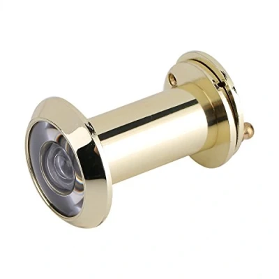 Image of Door Viewer Security Peek Peephole Optical Glass 200 Degree Wide Angle with Privacy Cover (Gold)
