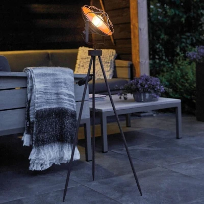 Image of Luxform Dresden Industrial Solar Tripod LED Light Use in Garden, Patio, Table, Lawn, Bench, Wall for Decoration and Atmosphere IP44