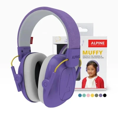 Image of Alpine Muffy Kids Ear Defenders Children aged up to 16 CE &amp; UKCA Certified 25 dB Noise Cancelling Headphone for Autism, Sensory Aid Premium Hearing Protection with Adjustable Headband Purple