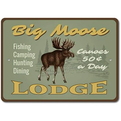 Image of Moose Decor Sign Lover Gift Funny Vintage Metal 8x12 inches