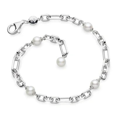 Image of Kit Heath Sterling Silver and Pearl Revival Figaro 7.5&quot; Station Bracelet