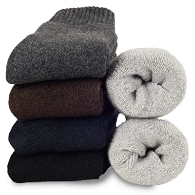 Image of Josnown 5 Pairs Thermal Socks for Men, Thick Winter Boot Warm Wool Socks, UK 6 11